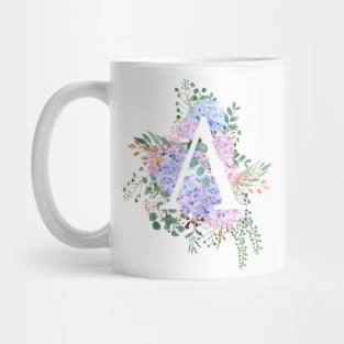 botanical monogram alphabet A hydrangea flowers Mug